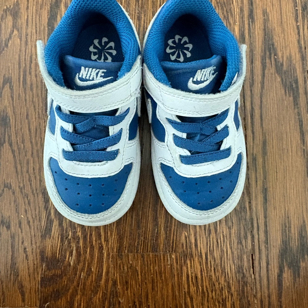 Nike Kids Blue and White Air Force 1 - Velcro